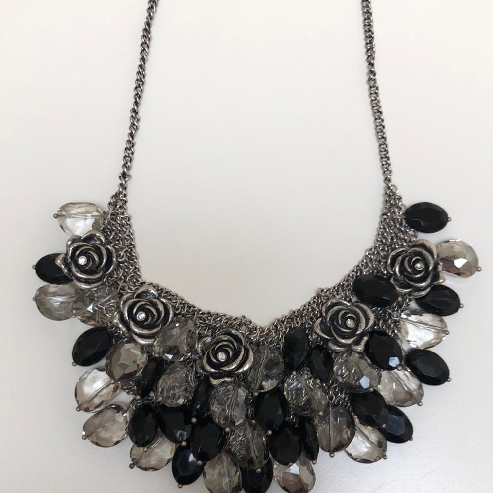 Beautiful black and clear beaded necklace
